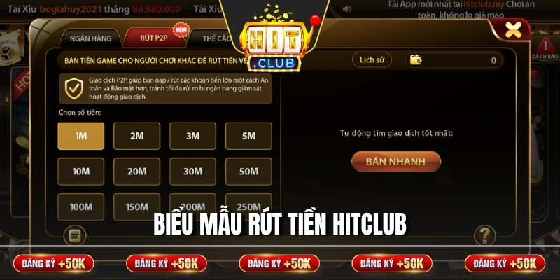 Biểu mẫu rút tiền Hitclub